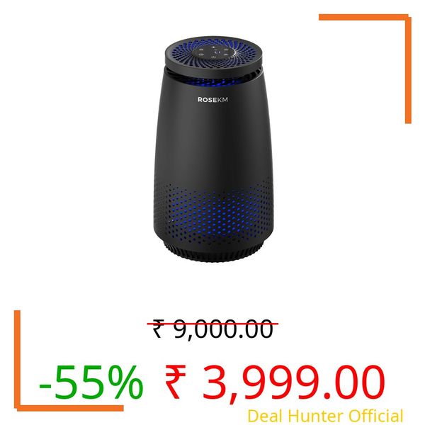 ROSEKM Air Purifiers for Home Bedroom, Air Cleaner with 3-In-1 HEPA Filter for Dust Smoke Pet Dander Odor with Sleep Mode, Aromatherapy, Timer, Portable (Black)