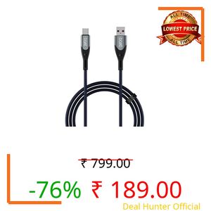 boAt Type A to C 65W Fast Charging Cable with 480 Mbps Data Transfer, Tangle-Free Cable in Premium Nylon Braided Design & Durable Aluminium Alloy Shell (Electric Blue)
