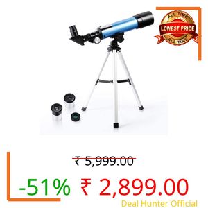Telescope for Beginners Telescope for Children, Portable Astronomy Telescope 90X with Tripod, 2 Eyepieces, 1.5X Barlow Len