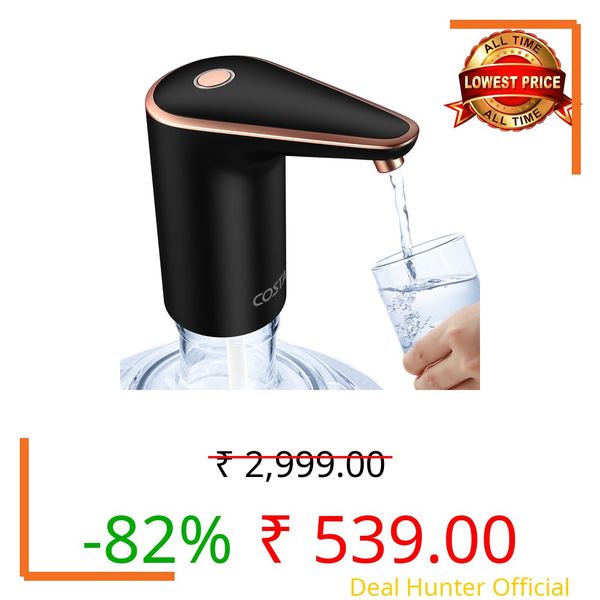 COSTAR Water Dispenser Pump for 20 Litre Bottle, USB Rechargeable Water Pump, Portable Drinking Pump for Home, Office, Camping and Parties, Golden&Black