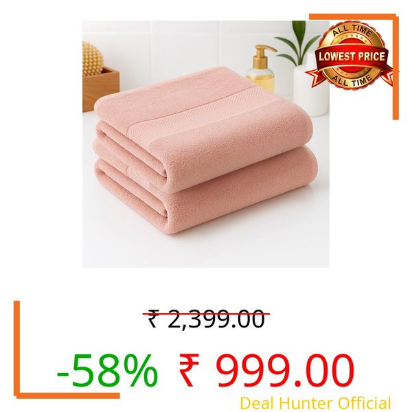 Earthy Fables Nebula Bath Towel – Pure Carded Cotton, Soft, Absorbent, Quick Dry & Skin-Friendly Towel, 140 x 70 cm, 500 GSM, Set of 2 – Blush
