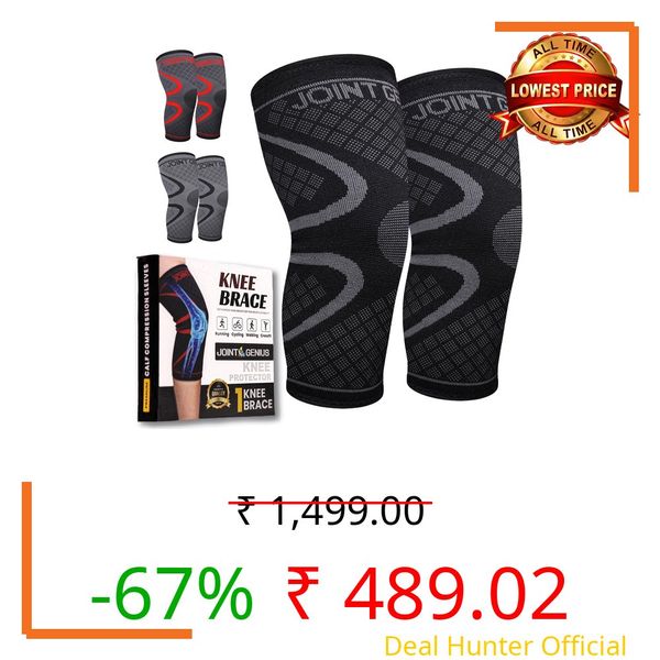 Joint Genius Knee Cap for Men & Women for Pain Relief | Knee Brace & Knee Support for Gym, Sports & Running | Knee Support for Women Knee Pain | Compression Knee Pad (BLACK-L)