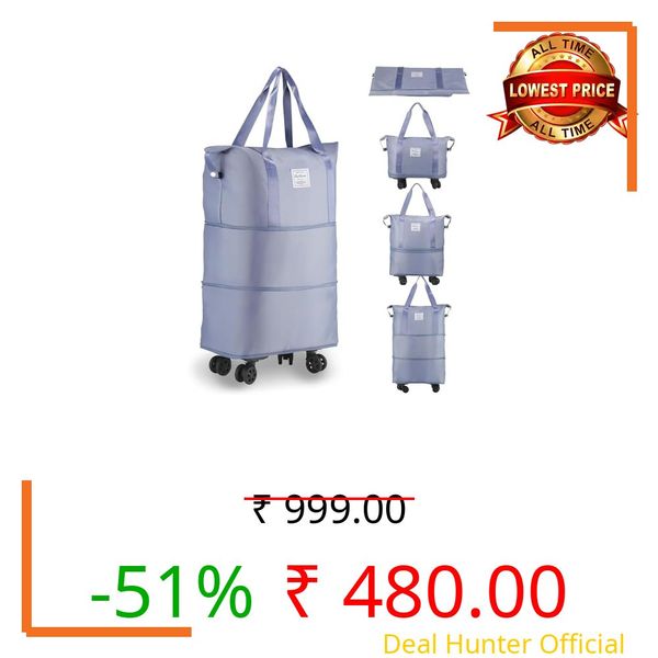 TEKCOOL Duffel Trolley Bags for Travel,Luggage Bags for Travel,Rolling Duffle Bag with Wheels,Travel Bags for Luggage Trolley,Expandable Foldable Duffle Bag with Wheels - Blue:
