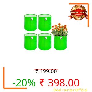 Anandi Green's Premium Hdpe Uv Protected 260 GSM Round Shaped Green Colour Plants Grow Bags Suitable for Terrace and Vegetable Gardening 9x9 Inch Pack of 5