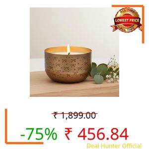 Amazon Brand Solimo-Metal Candle Honey Suckle and HYDRAGEA | 250gm |9.5W x 6.5H cm