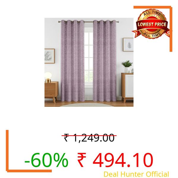 Decoholic Crosshatch Pastel Lavender Polyester Long Door Curtains 9 Feet | Darkening Drapes with Eyelets | Set of 2 Panels for Living Room, Bedroom & Office