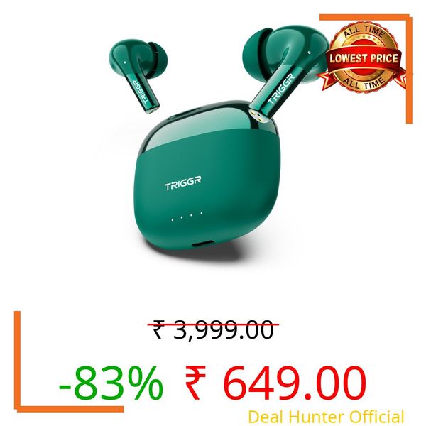 TRIGGR Opus with Latest BT v6.0, Dual Pairing, Chrome Lid, Rubber Finish, 40Hr Playtime Bluetooth (Onyx Forest, in The Ear)
