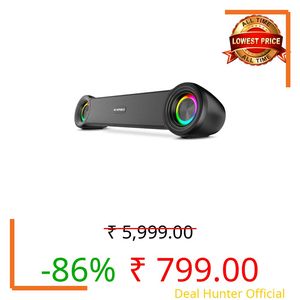 Nu Republic Partybox 180 with 18W Output, Upto 6 Hrs Playtime, 52mm Dynamic Driver, Vibrant RGB Light Bluetooth Soundbar (Black)