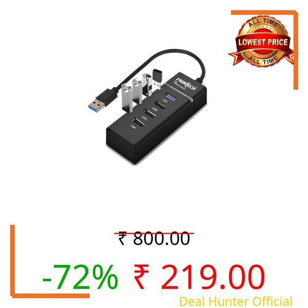 Frontech 4 Port USB Hub Dock, LED Indicators, Plug and Play, 5 Gbps Speed - Each Port, 20 Cm Cable,Compatible, Multi Device Connection
