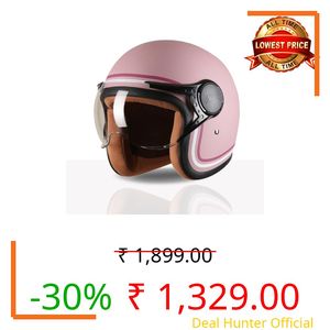 TVS MissFit Women's Open Face Helmet | Lightweight Shell | Pastel Colors Designed Exclusively for Women | Extreme Comfort Fit for Girls | Clear Visor | DOT & ISI Certified (Rouge/M)