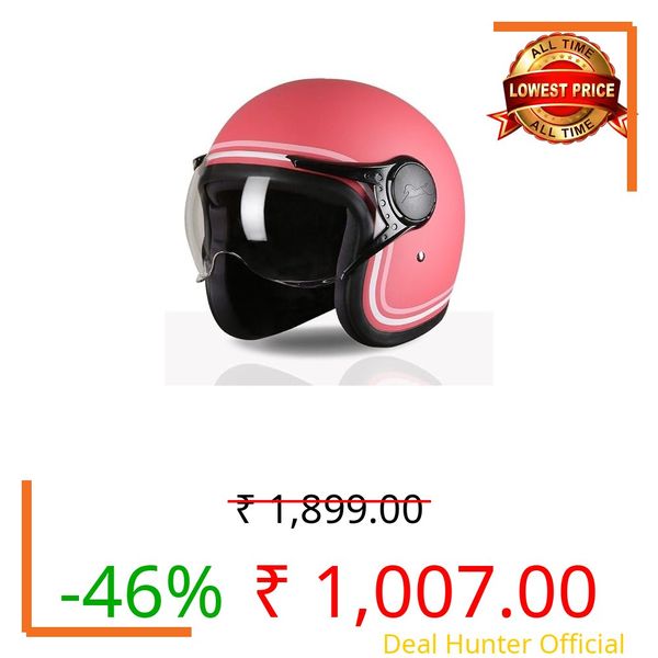 TVS MissFit Women's Open Face Helmet | Lightweight Shell | Pastel Colors Designed Exclusively for Women | Extreme Comfort Fit for Girls | Clear Visor | DOT & ISI Certified (Cherry/S)