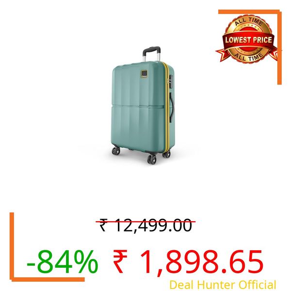 Safari Genius Theo 8 Wheels 76cm Large Size Check-in Trolley Bag, Hard Case Polycarbonate, 360 Degree Wheeling Luggage, Suitcase for Travel, Trolley Bags for Travel, Sage Green
