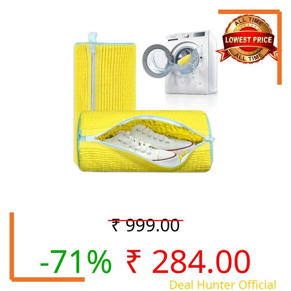 LSARIMO Shoe Washing Machine Bag Laundry Shoe Bag for Washer & Dryer, Reusable with Durable Zipper for Sneakers & Delicates Deep Cleaning Washable Laundry Organizer Bag, All Shoe Sizes (Yellow)