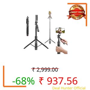 Kratos K16 70 inch / 180 CM Long Selfie Stick, Pop Up Auto Open Tripod 360° Rotatable, Long Extendable Bluetooth Mobile Tripod with 1/4" Screw for Mobile Phone Camera Gopro Vlogging YouTube Travel