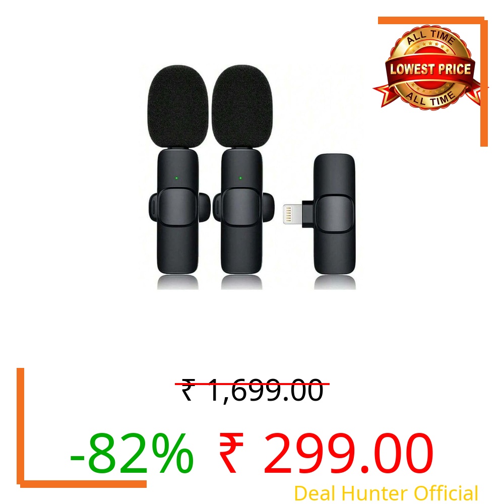 DA-GODO K9 Dual Wireless Lavalier Microphone 2-in-1 for iPhone & Android Type-C | Noise Cancelling Clip-On Mini Mic | Plug & Play Wireless Collar Mic for YouTube, Vlogging, Zoom