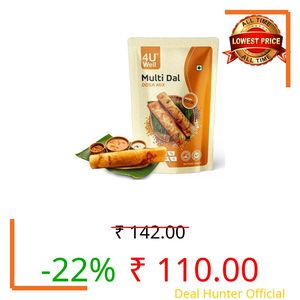 4UWell Instant Multi Dal Dosa Mix 200g | High Protein & Fibre Indian Breakfast Mix | Made with Five Dals | Healthy, Preservative Free & Pure Veg | Easy to Cook | Family & Fitness Friendly