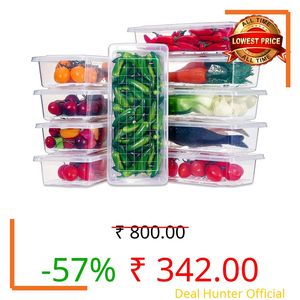 Satpurush Fridge Storage Containers Set of 4 | BPA Free Plastic Food Boxes with Lid | Stackable Refrigerator Organizer for Vegetables, Fruits & Meal Prep