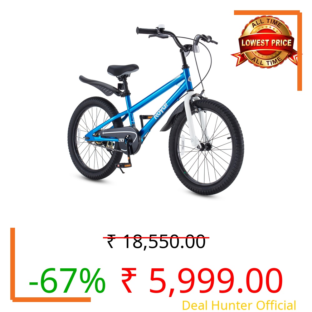 RoyalBaby Bicycle for Kids Cycle for 6-10 Years Boys & Girls 20 inch | Training Wheels | Adjustable Seat | 1 Year Warranty | Blue