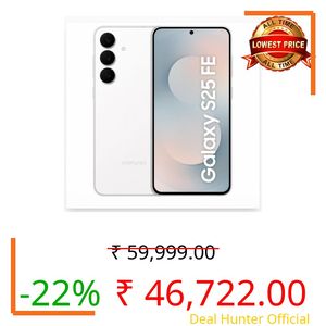 Samsung Galaxy S25 FE 5G Smartphone with Galaxy AI (White, 8GB RAM, 128GB Storage), 12MP Front Camera, ProVisual Engine, Long Battery Life