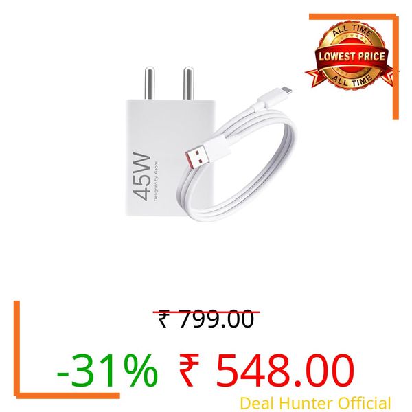 Mi Xiaomi Original 15W Fast Charger with Type-C Cable, Compatible with Xiaomi Redmi, Poco, Samsung, iPhone 14/14Plus/14Pro/14Promax 13/13Pro/13Promax 12/12Pro/12/11/X/Xr Series (White)