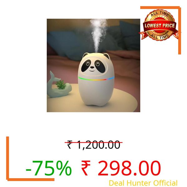 Sola Casa® Panda Humidifier – Cool Mist Aroma Diffuser for Home & Office | Essential Oil Compatible, Compact & Quiet Air Purifier for Room Moisture & Fragrance (1 Pc)
