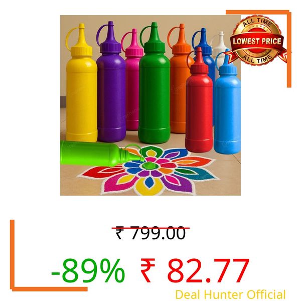 Graphene 10 Rangoli Colour Powder Tube Kit Bottles Easy To Use Rangoli Making Tool Diwali Festive Decor Items for Home Mandir Deepawali Decoration Pooja Floor Art Tool Set (1 Box- 10 Tubes 100gm/Bottle)