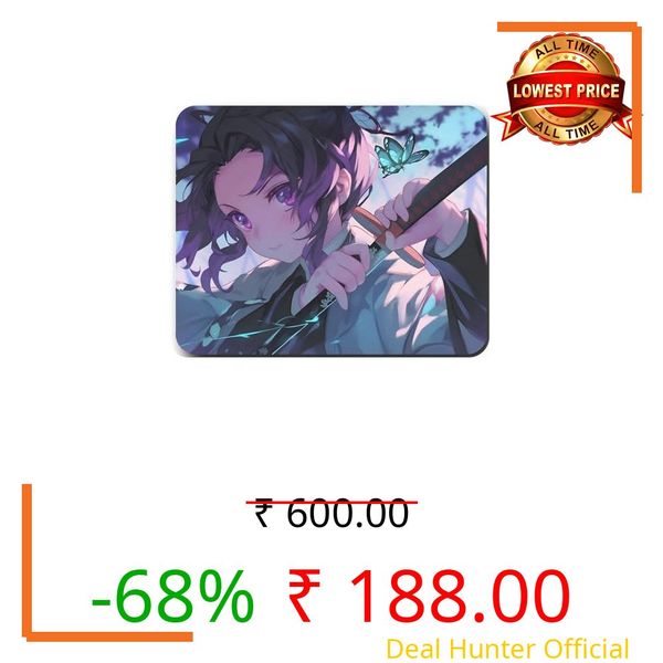 Zentora Shinobu Anime Mouse Pad - 9x7.5 Insect Pillar Graphic - Friction-Free Tracking Micro-Fiber - Steady-Lock Natural Rubber Base for Desktop, Laptop, PC & Office