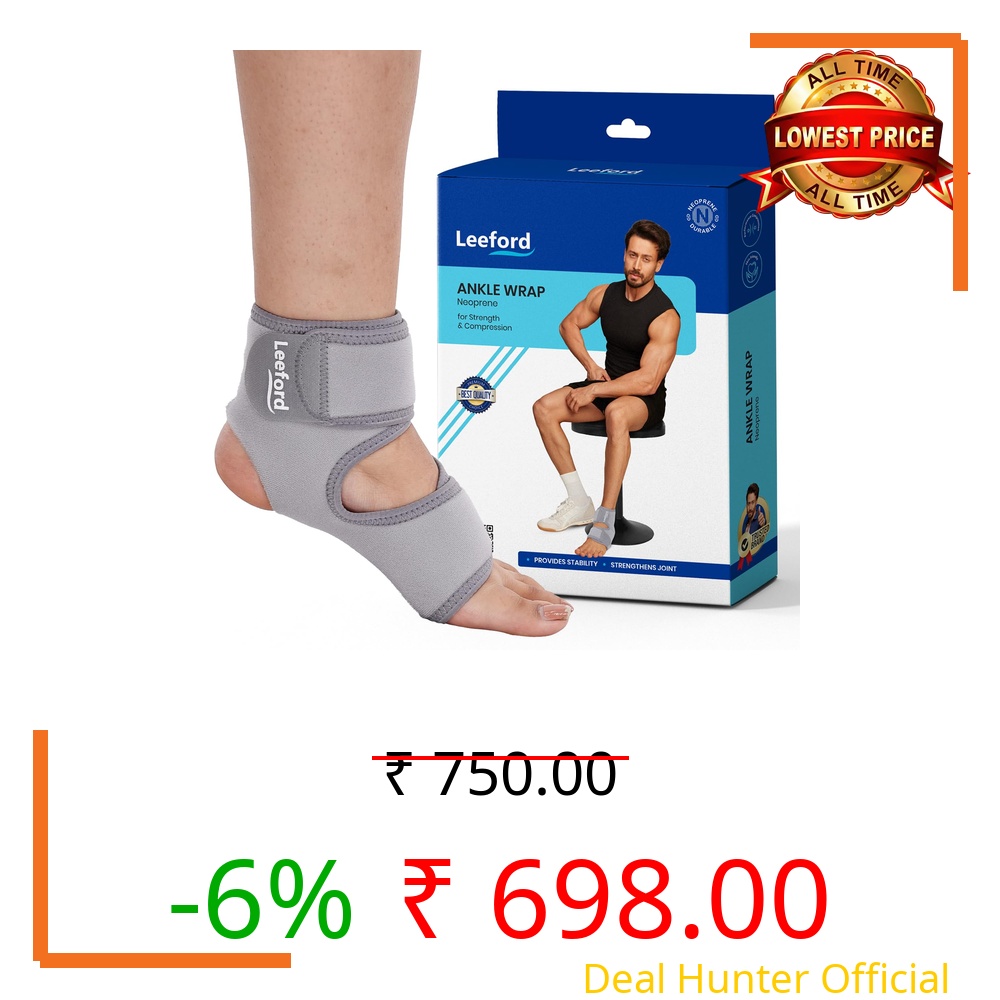 Leeford Neoprene Ankle Wrap & Support for Men & Women | Adjustable Ankle Brace, Binder & Pain Relief Band | Compression for Injury Recovery, Swelling & Sports | Foot & Heel Support