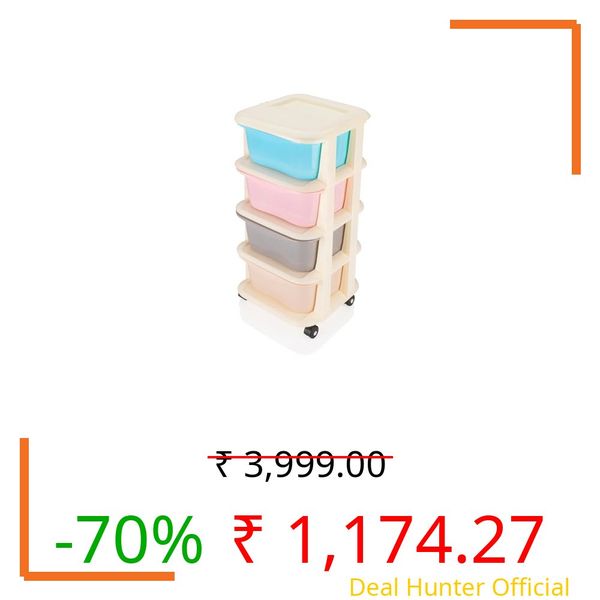KITCHIVO™ Modular Drawer Storage Organizer/Plastic Chest of Drawers for Kitchen Storage Cabinet/Multi-Layer Storage Drawer Cabinet & Drawers Organisers for Home Office Use (4 Layer)