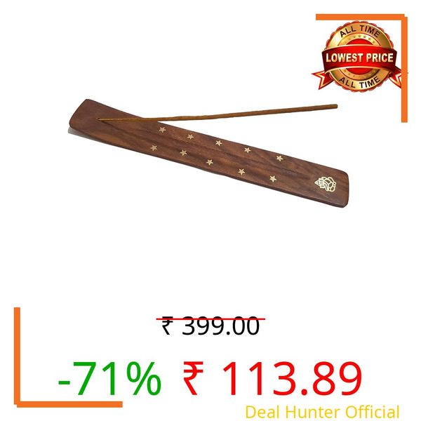 Pure Source India Wooden Incense Stick Holder Ash Catcher for Meditation, Yoga, Aromatherapy, and Home Use (10 x 1.5 x 1.5 inch) (Ganesha Design)