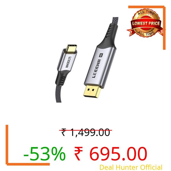 LKNNER USB C to DisplayPort 1.4 Cable 8K@60Hz [5FT/1.5M] 4K@240Hz Unidirectional Thunderbolt 5/4/3 to DisplayPort Cord 32.4Gbps Compatible for iPhone 16, iPad, Mac mini, Galaxy
