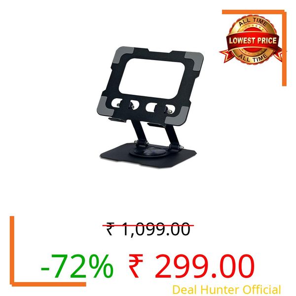 Tannero Carbon Steel 360-Degree Rotating Adjustable Tablet Stand for All Tablets (Black)
