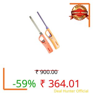 Genesis Refillable Windproof Gas Flame Lighter for Kitchen, Stove, BBQ, Candles, Camping, Indoor & Outdoor (Yellow, Orange) (Pack of 2)