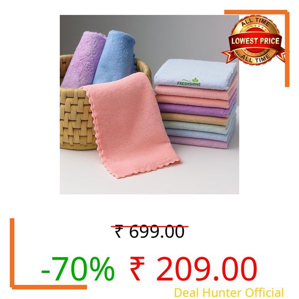 FRESHSHINE Microfiber Small Size Handkerchief | Rumal | Face Towel | Hand Towel | Extra Soft and Super Absorbent for Women's - Set of 12 (25cmX25cm) Casual Style, Multicolored