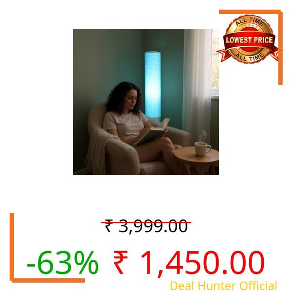 THE LIGHT SHADOW Cotton Fabric Floor Lamp for Bedroom's Desk Lamp for LivingRoom, Bed Room, Office | Night Stand Dimmable Room Floor Lamp for Reading Corner Lamp (Blue)