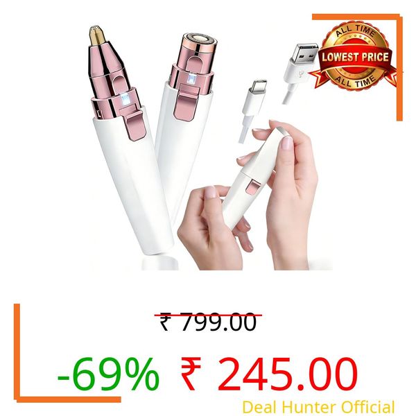 Eyebrow Trimmer Facial Hair Removal for Women, 2 in 1 Electric Rechargeable Face Shaver & Eyebrow Razor with Painless Gentle Trimming - for Face, Upper Lip, Eyebrows