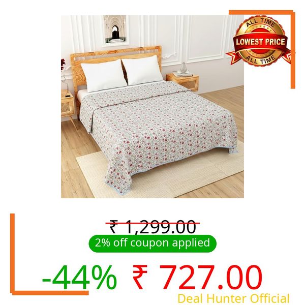 EasyGoods® Double Bed Dohar | 100% Cotton Reversible AC Blanket with Elegant Jaipuri Print | Ultra Soft, Lightweight & Cozy Quilt | All-Season Comforter | (Dohar_05)