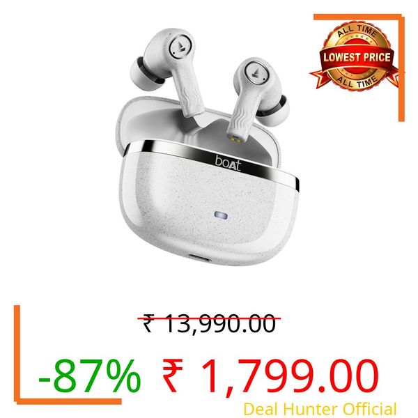 Boat Nirvana Ion ANC Pro, Hi-Res Audio LDAC,ANC(~32dB), 120Hrs Battery, App Support, Fast Charge, v5.3 Bluetooth TWS in Ear Earbuds Wireless Earphones with mic (Quartz White)
