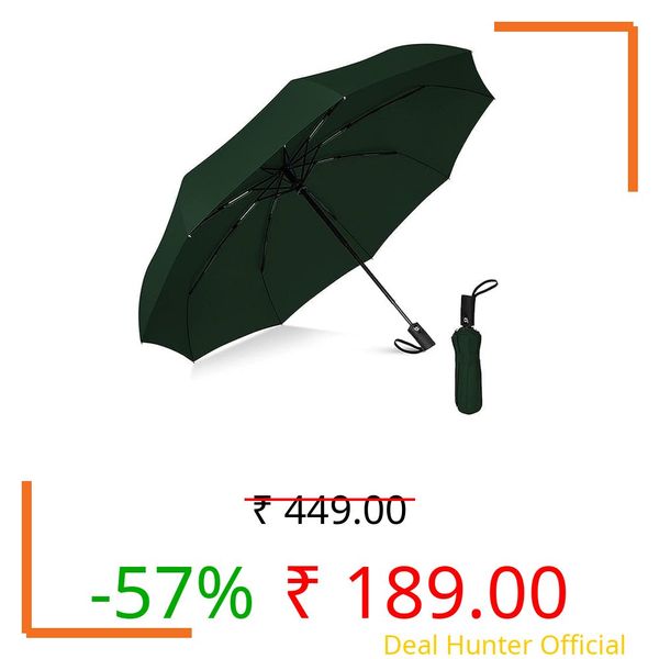ZUDELLA Automatic Travel Umbrella - Stylish Windproof For Rain & Compact, Strong for Wind, Auto Open/Close Button(GREEN)