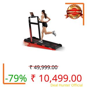 Lifelong Walking Pad Treadmill | 4 HP Motor | Foldable Handle | LED Display & Remote Control | 2-Level Manual Incline | Anti-Slip Belt | Compact Under Desk Running Machine for Home & Office (Black)