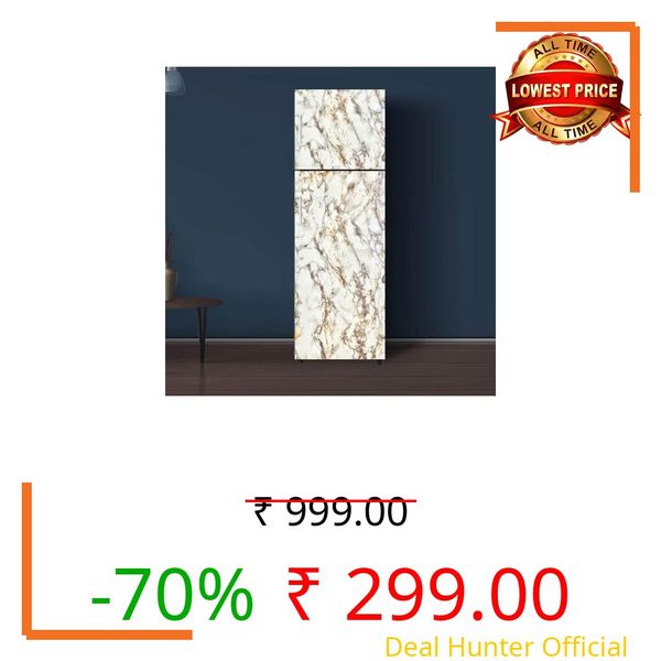 ONETON Marble Sticker Fridge Sticker Self Adhesive Vinyl Sticker Marble Removable Refrigerator Wrap Decorative Sticker (Cream Gold Marble, 24x60 Inch)