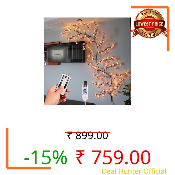SRUSTEPY Enchanted Willow Vine 5.5Ft Vines for Room Decor with Remote, USB Vine LED Lights for Wall Home Decorations with 6 Clips (Modern 2)