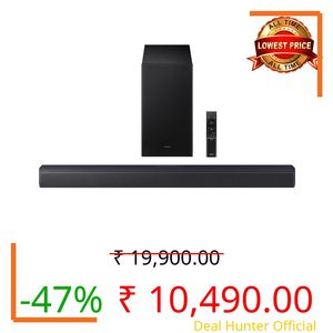 Samsung 300 W 2.1 ch Soundbar with Dolby Audio | DTS Virtual:X | Bass Boost | 3D surround sound | HDMI ARC | Optical In | Bluetooth | USB Music Playback | Wireless Subwoofer (HW-B45EF/XL, Titan Black)