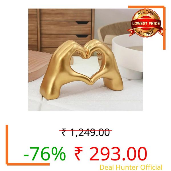 VRB Dec 1 Set for Statue Study Office Desk Decor Showpiece Gift Decoration Accessories Items Decorative Showpeice for Home ((1 Pcs Golden Heart))