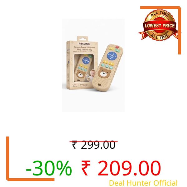 RECLUSE 1Pc Baby Silicone Teether Toys Remote Control Shape Teether Rodent Gum Pain Relief Kids Sensory Educational Toys for 3-24 Months Bpa Free, Sustainable, Washable, Ordorless and Non Toxic(Beige)