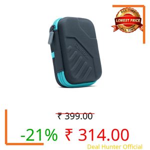 AirCase Hard Disk Cover Case for 2.5 Inch HDD SSD - Lycra EVA Hardshell, Water Resistant | Mesh Pocket for USB Cable, Earphone, Power Bank, Charger | Multi-Gadget Travel Pouch (Grey)