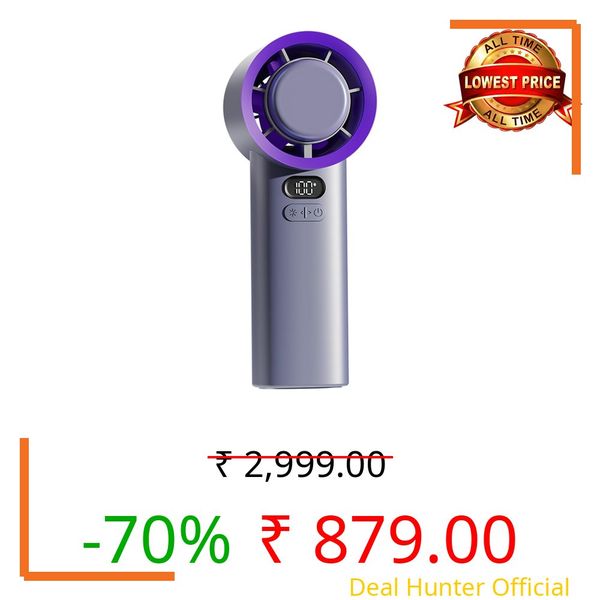 Drumstone (𝐒𝐩𝐞𝐜𝐢𝐚𝐥 𝟏𝟓 𝐘𝐞𝐚𝐫𝐬 𝐖𝐚𝐫𝐫𝐚𝐧𝐭𝐲 Portable Handheld Mini Fan with Ice Cool Air, USB Rechargeable Pocket Fan, Quiet Turbo Motor, Compact Battery Operated Fan for Travel,