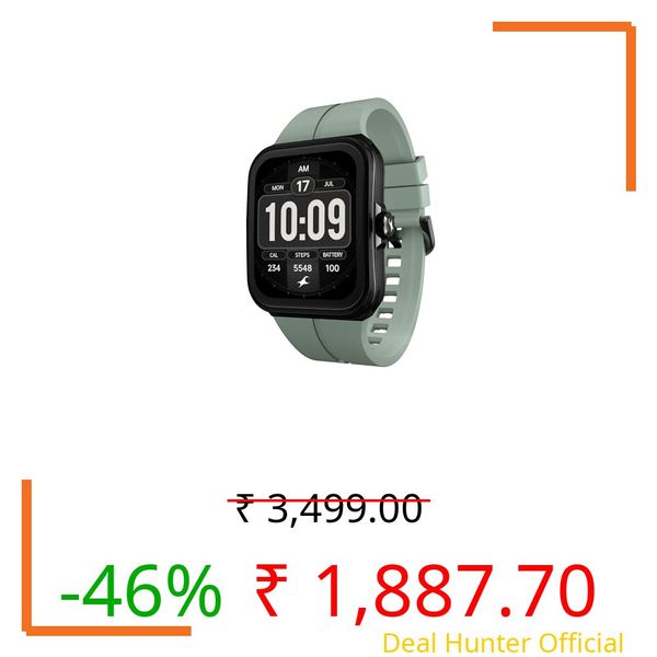 Fastrack VOX Neo Smart Watch with 1.91” Curved TFT Display, Rotary Crown, Offline Voice Commands,To-Do list, BT Calling, 24/7 Health Suite, SpO2, HRM, Sleep Tracking, IP68 Water Resistant - Leafy Sage