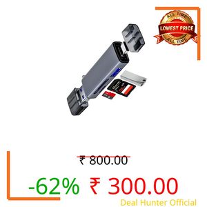 SHOPEE 6-in-1 High-Speed Card Reader USB 3.0 & Type-C Memory Card Reader | Compatible with SD, SDHC, SDXC, MicroSD Cards | High-Speed Transfer & OTG Support for Laptops, Tablets, and Phones