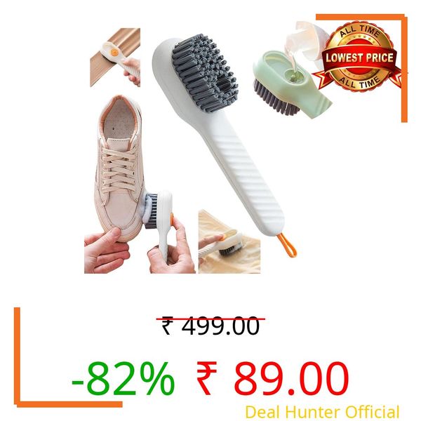 Automatic Liquid Shoe Cleaning Brush with Built-in Soap Dispenser | 2-in-1 Shoe Scrubber & Clothes Washing Brush | Refillable Liquid Box, Long Handle, Press-Type Soap Dispensing Cleaner